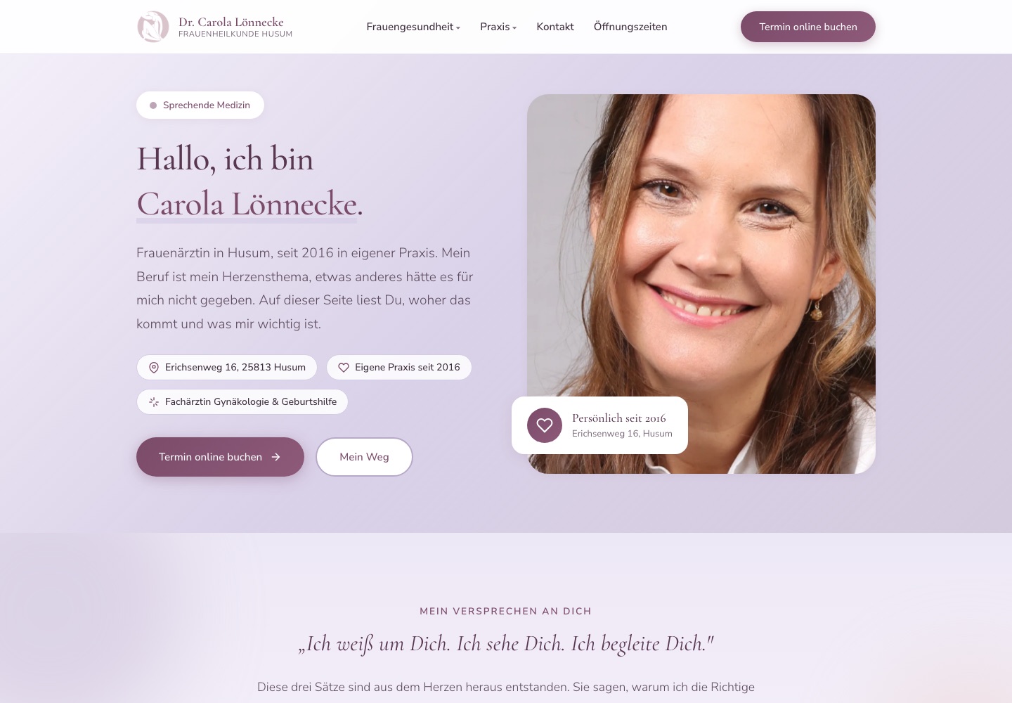 Über-mich-Seite einer Praxis-Website